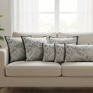 SOGA 6PC Pillowcase Set – 4x 45cm & 2x 30x50cm Abstract Black Edge Pillow Covers